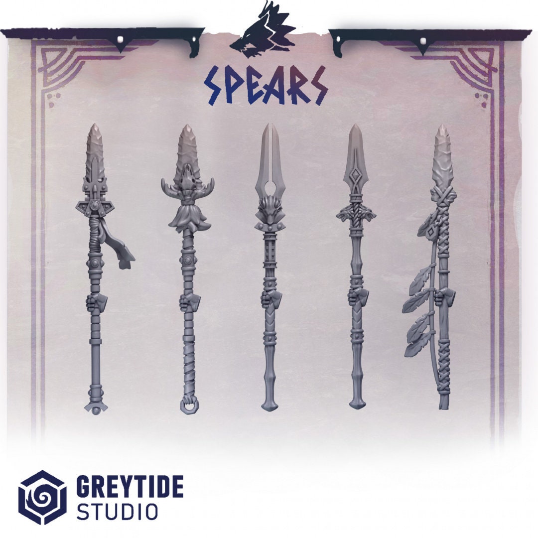 3d Printed Spears x10 by Greytide Studio