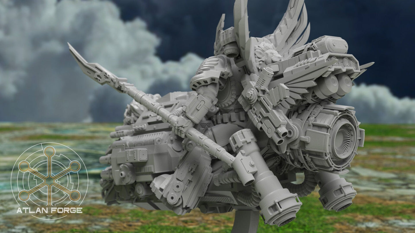 3d Printed Angelic Bike Knights x3 by Atlan Forge Miniatures