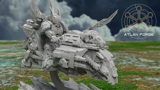 3d Printed Angelic Bike Knights x3 by Atlan Forge Miniatures