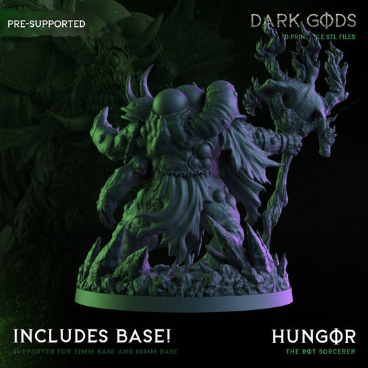 3D Printed Hungor the Rot Sorcerer by Dark Gods Miniatures
