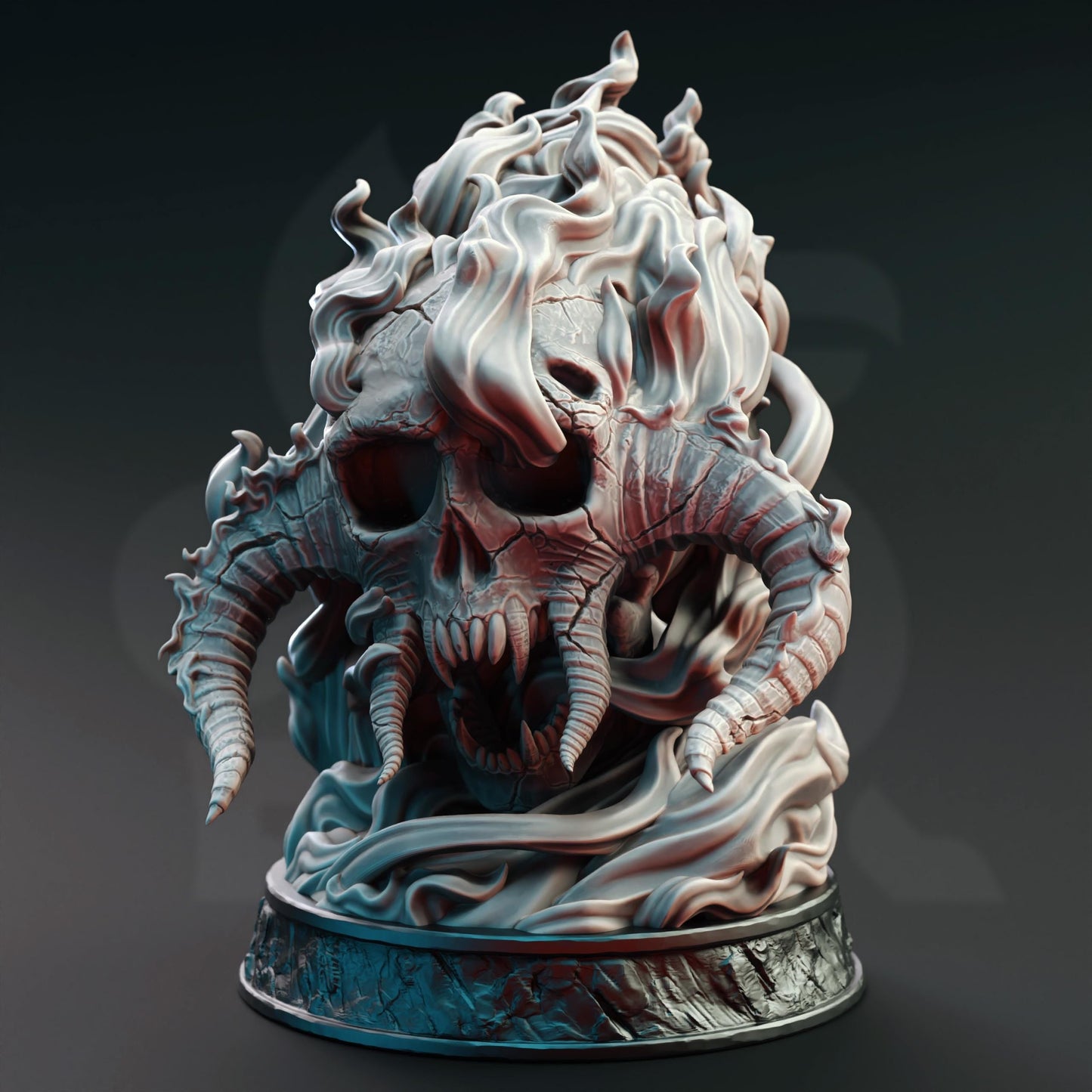 3D Printed Giant Flaming Infernal Skull by DM Stash