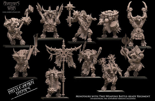 3D printed Minotaurs with Two Weapons by Avatars of War