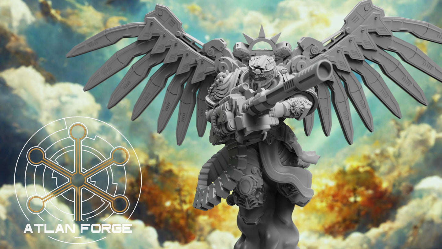 3d Printed Angelic Flying Artillerymen x3 by Atlan Forge Miniatures