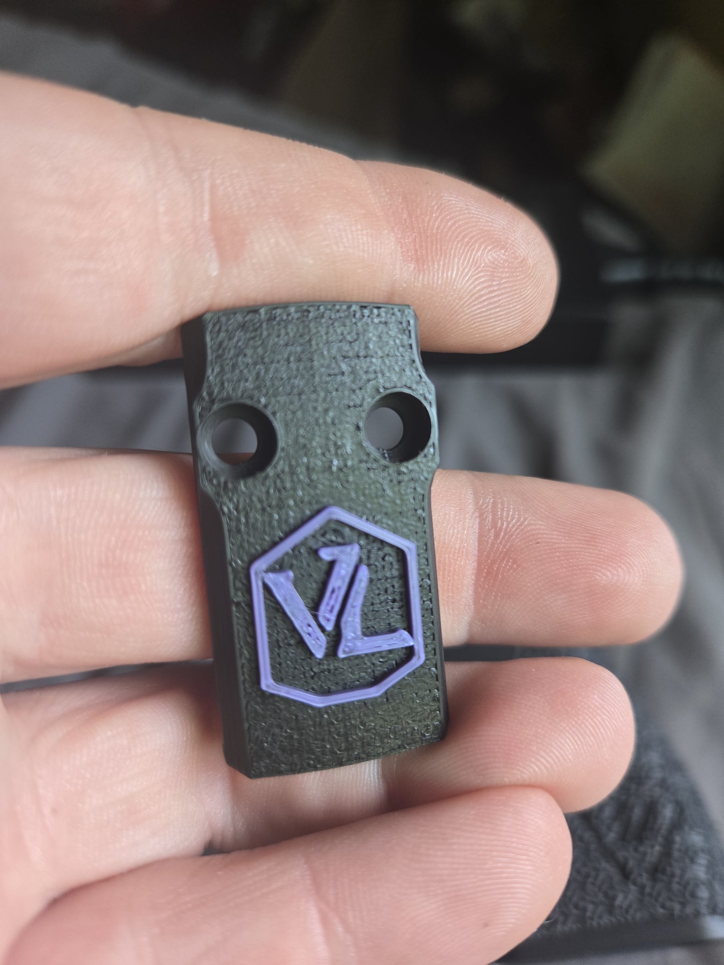 Durable Valhalla Labs printed optic shield showing precision layer line details.