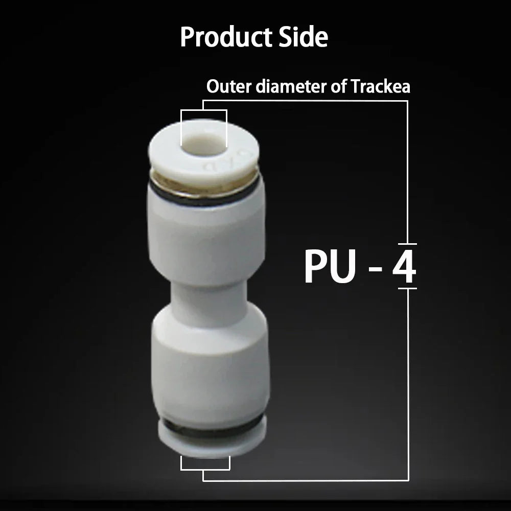 PTFE Tube Pneumatic Connector for 3D Printers — 4mm OD / 2.5mm ID (0.157 in / 0.098 in) for 1.75mm Filament