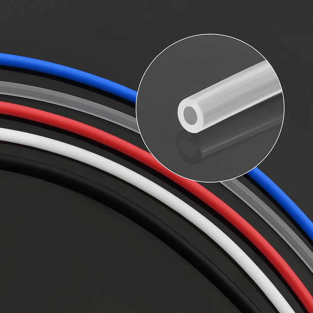 PTFE Bowden Tube for 3D Printers — 2mm ID x 4mm OD for 1.75mm Filament, 1/2/4 Meter Options (J-head & MK8 Compatible)