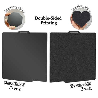 257x257mm (10.12 x 10.12 in) Spring Steel 3D Printer Build Plate - Double-Sided PEI/PEY/PET Surface, Smooth & Textured