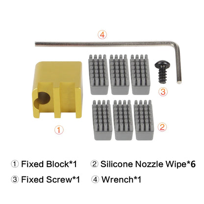 Universal 3D Printer Nozzle & Print Head Silicone Wiper Brush Mounted Scrubber Cleaner