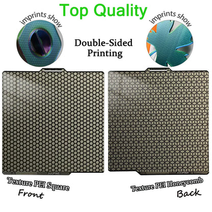 257x257mm (10.12 x 10.12 in) Spring Steel 3D Printer Build Plate - Double-Sided PEI/PEY/PET Surface, Smooth & Textured