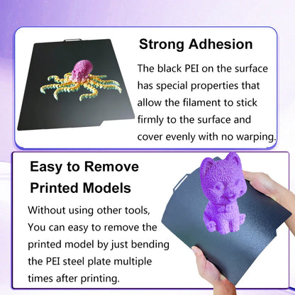 257x257mm (10.12x10.12in) Magnetic Smooth PEI Build Plate — PEO/PET Finishes — Fits X1, X1-Carbon, P1P, P1S, X1E, A1 3D Printers
