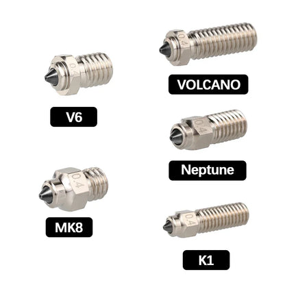 DLC Hardened Steel Tip Copper Bimetal Nozzle – Wear-Resistant High-Conductivity 3D Printer Nozzle for V6 Volcano MK8 Neptune4 K1 Hotends