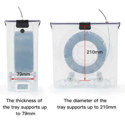 3D Printer Filament Dryer Box - Airtight Moisture-Resistant Storage with Real-Time Humidity Monitor