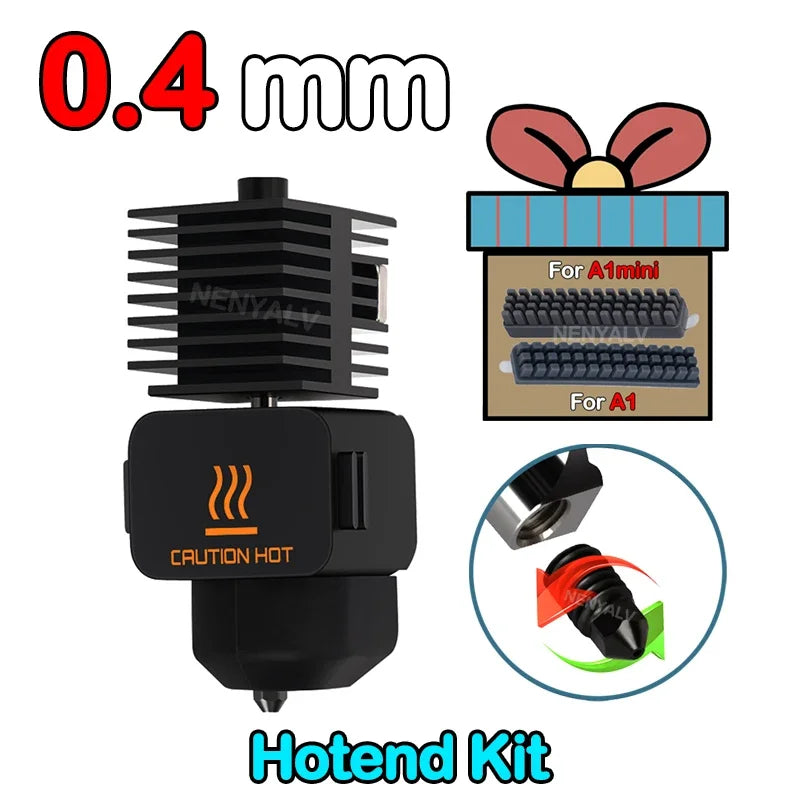 Replaceable Nozzle Hotend Kit for Desktop FDM 3D Printers — 0.2/0.4/0.6/0.8 mm (0.008/0.016/0.024/0.031 in)