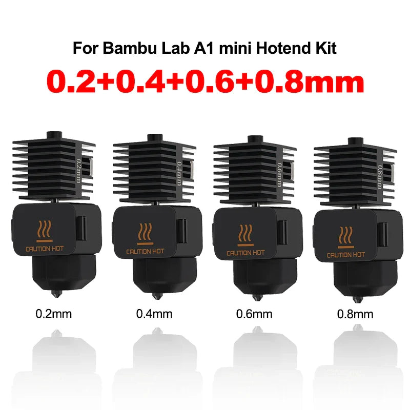 3D Printer Hotend Kit with 0.2, 0.4, 0.6, 0.8mm Nozzles and Silicone Brush — Assembly Replacement Parts