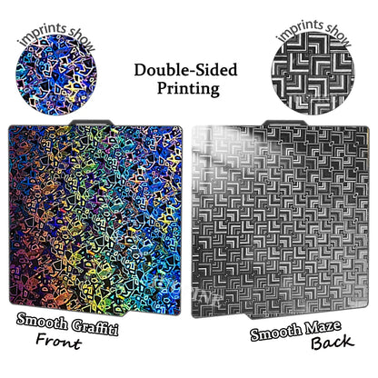 257x257mm (10.12 x 10.12 in) Spring Steel 3D Printer Build Plate - Double-Sided PEI/PEY/PET Surface, Smooth & Textured