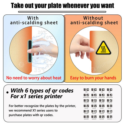 257x257mm (10.12 x 10.12 in) Spring Steel 3D Printer Build Plate - Double-Sided PEI/PEY/PET Surface, Smooth & Textured
