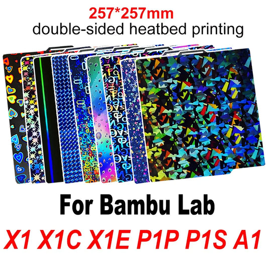 257x257mm (10.12x10.12in) Magnetic Smooth PEI Build Plate — PEO/PET Finishes — Fits X1, X1-Carbon, P1P, P1S, X1E, A1 3D Printers