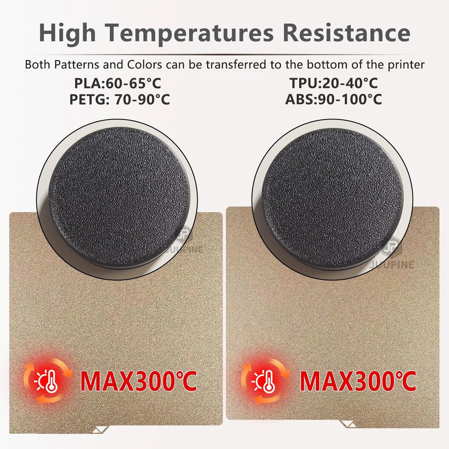 264 x 276 mm (10.4 x 10.9 in) Double-Sided PEI Spring Steel 3D Printer Build Plate – Textured Removable Heatbed
