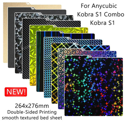 264 x 276 mm (10.4 x 10.9 in) Double-Sided PEI Spring Steel 3D Printer Build Plate – Textured Removable Heatbed