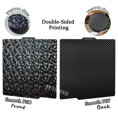 257x257mm (10.12 x 10.12 in) Spring Steel 3D Printer Build Plate - Double-Sided PEI/PEY/PET Surface, Smooth & Textured