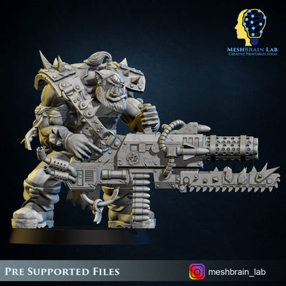 3d Printed Ork Pirate with Big Bada Boom w/Chainsword by Meshbrain Labs