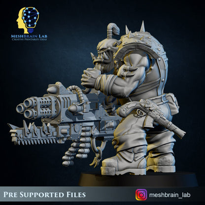 3d Printed Ork Pirate with Big Bada Boom w/Chainsword by Meshbrain Labs
