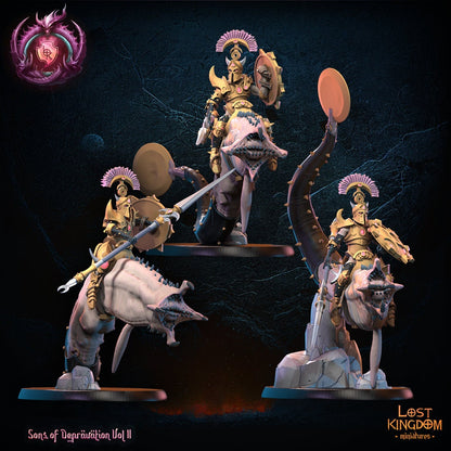3d Printed Perversion Knights Worm Riders x3 by Lost Kingdom Miniatures