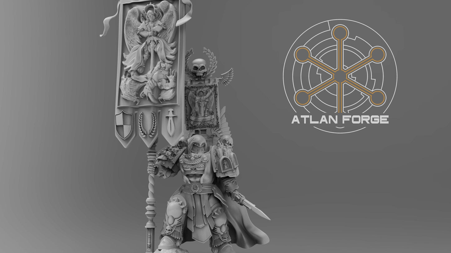 3d Printed Angelic War Banner Bearer by Atlan Forge Miniatures