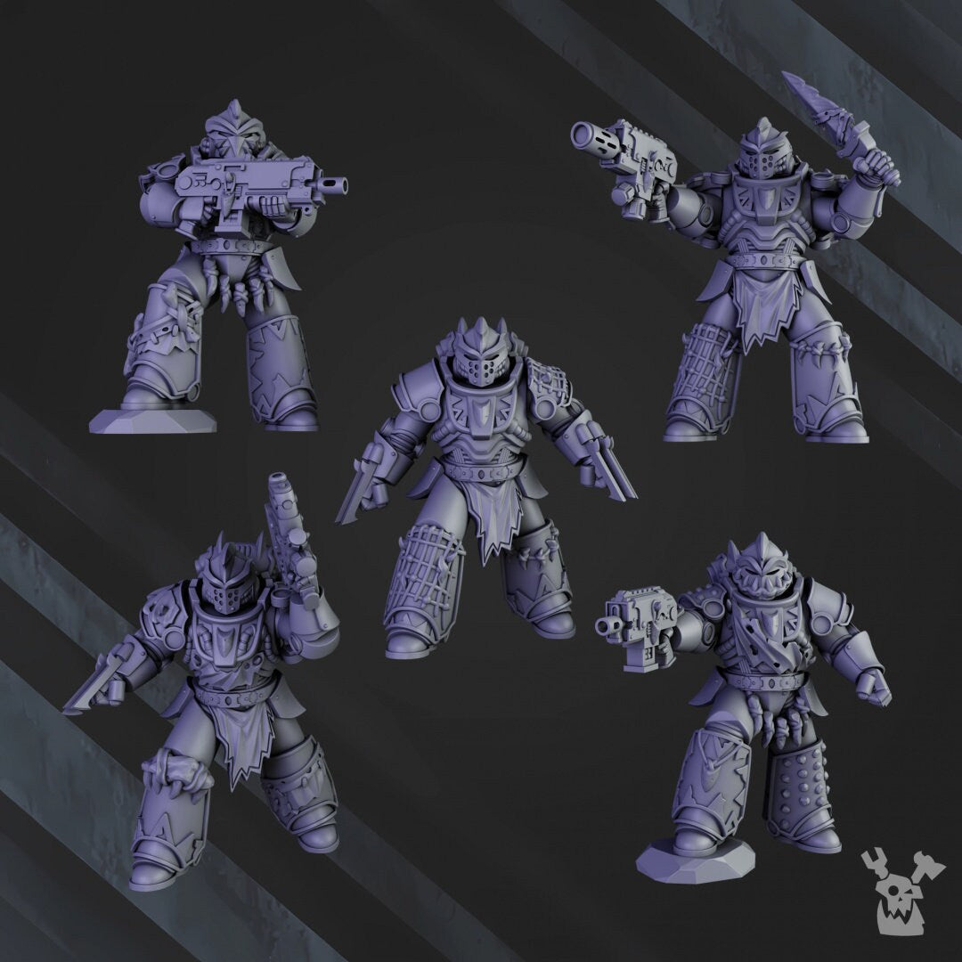 3d Printed White Megaladon Clan Warriors x10 by DakkaDakka Miniatures