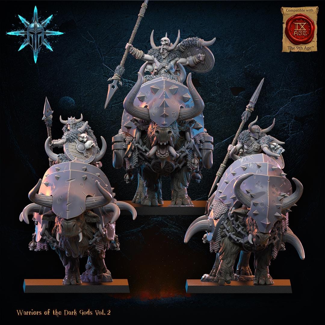 3D Printed Chaos Barbarian Riders x3 by Lost Kingdom Miniatures