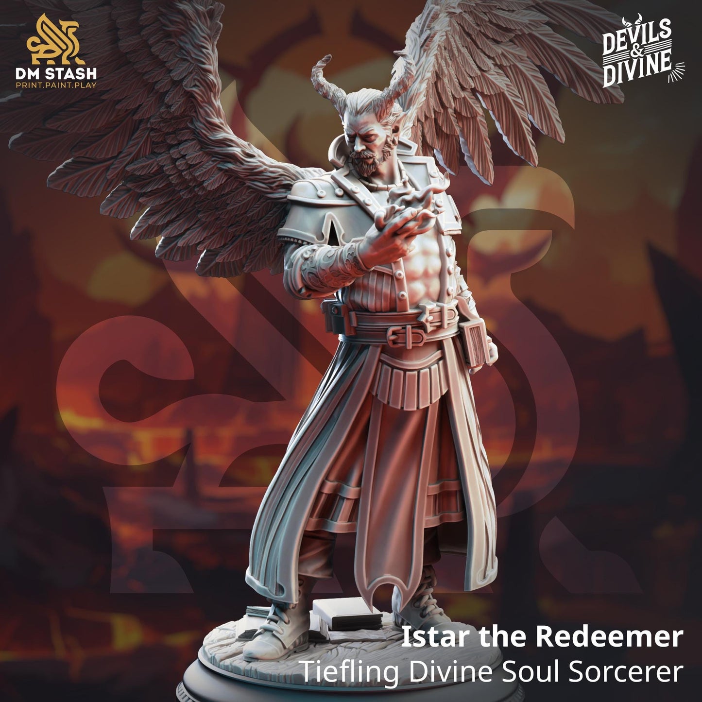 3D Printed Tiefling Divine Soul Sorcerer by DM Stash