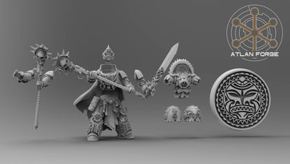 3d Printed Shark Knight Mage by Atlan Forge Miniatures