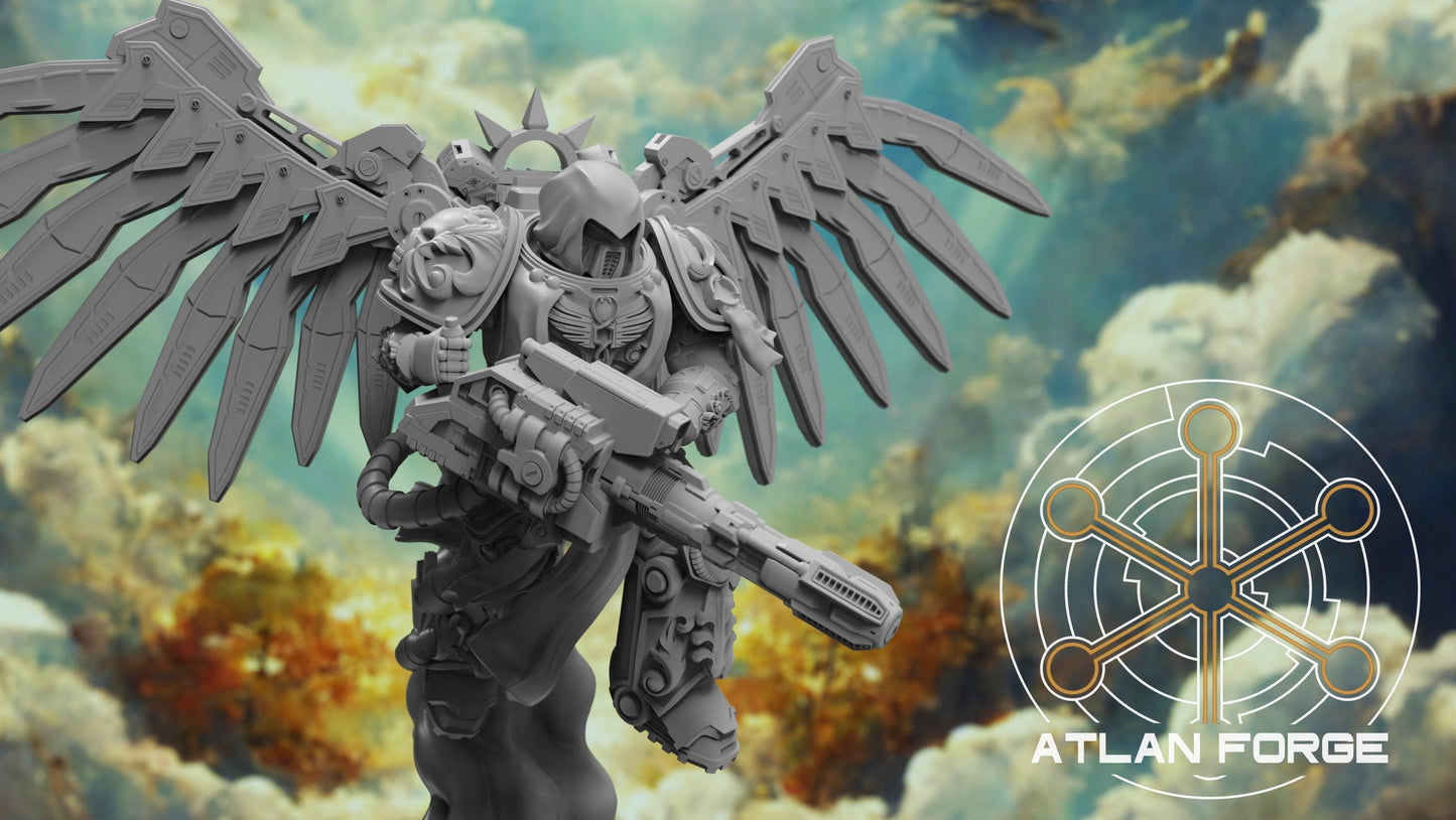 3d Printed Angelic Flying Artillerymen x3 by Atlan Forge Miniatures