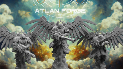 3d Printed Angelic Flying Artillerymen x3 by Atlan Forge Miniatures