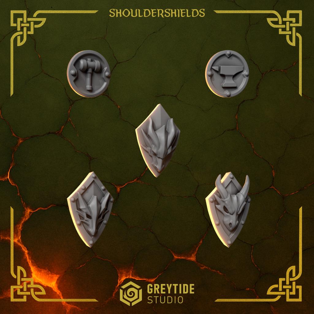 3d Printed Anvil Warden Shoulder Shields x10 by Greytide Studio