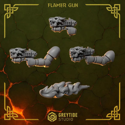 3d Printed Anvil Wardens Flamer Guns x6 by Greytide Studio