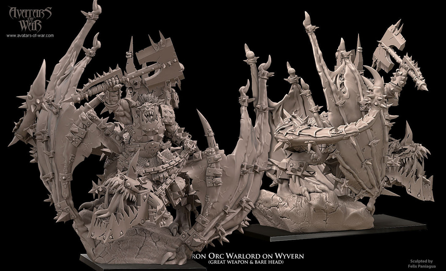 3D Printed Iron Orc Warlord On Wyvern by Avatars of War