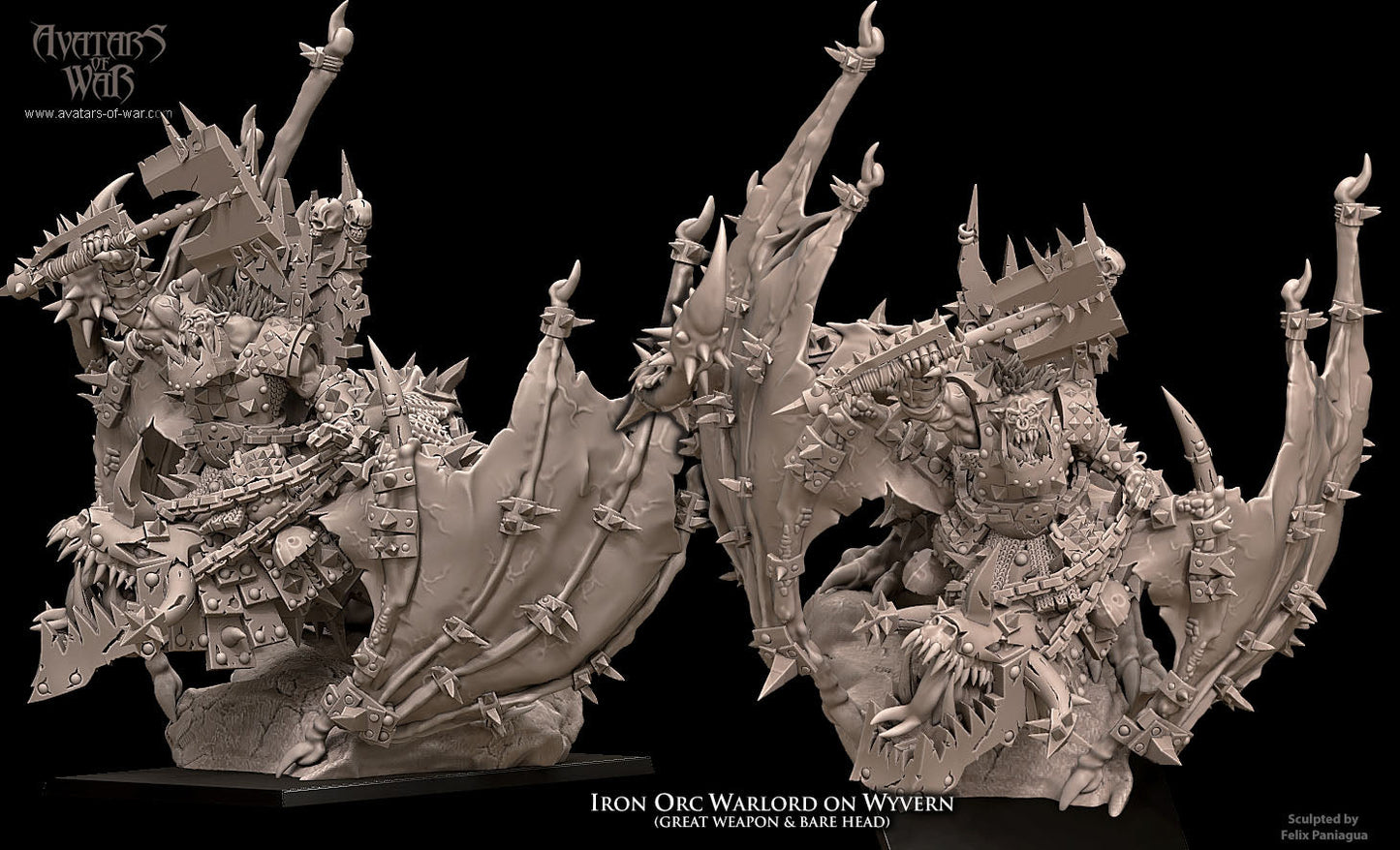 3D Printed Iron Orc Warlord On Wyvern by Avatars of War