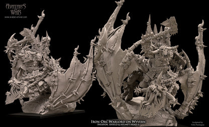 3D Printed Iron Orc Warlord On Wyvern by Avatars of War